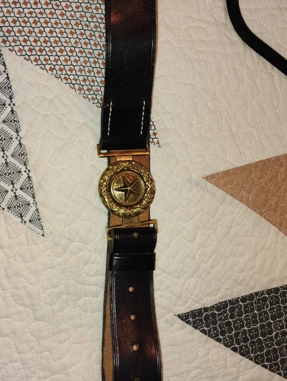 Leather Belt For Reenactors Lone Star Medallion Belt Buckle Civil War